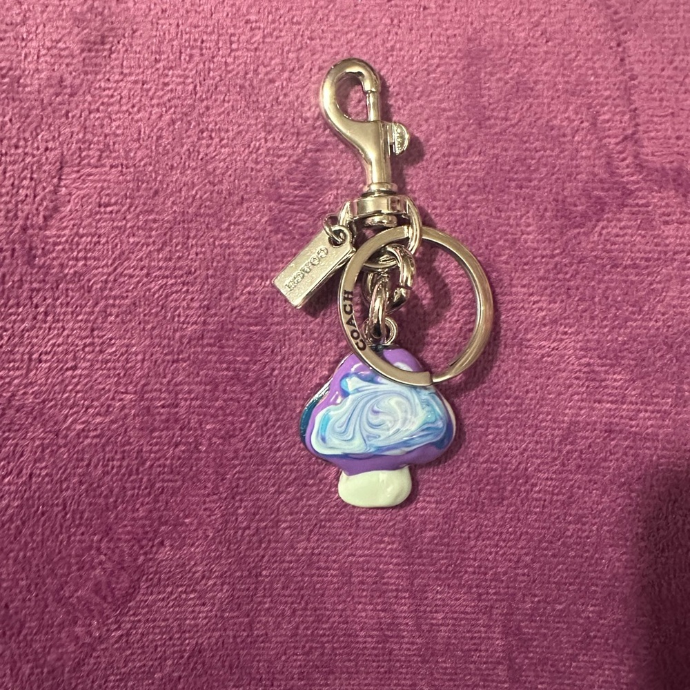 Mushroom Keychain with Purple and Blue.